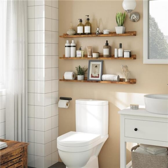 Floating Shelves, Wall Shelf Set of 3, 35.4 Inches Hanging Shelf - Picture 2 of 7